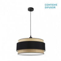 Distribuidor - Lâmpadas Diversas | Colgantes Moderno | COLGANTE KANDY 3XE27 NATURAL/NEGRO REGX60X60 CM Ref: 174296009